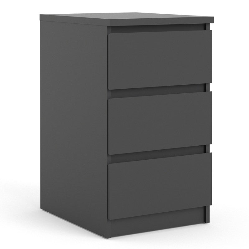 Naia Bedside - 3 Drawers in Black Matt