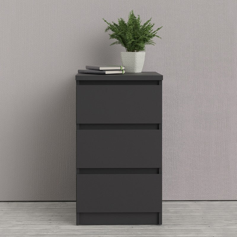 Naia Bedside - 3 Drawers in Black Matt