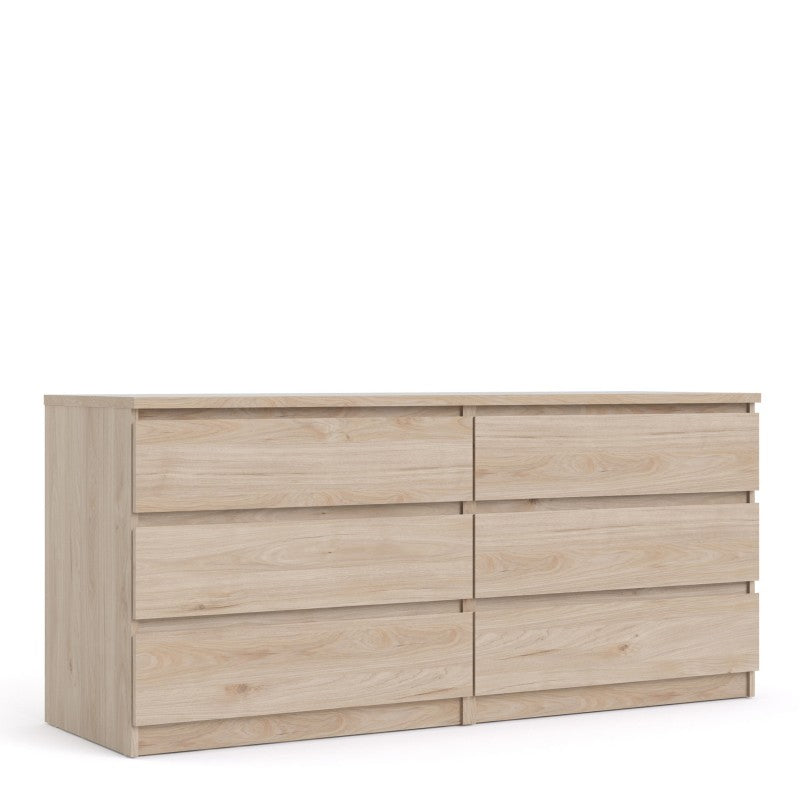 Naia Wide Chest of 6 Drawers (3+3) in Jackson Hickory