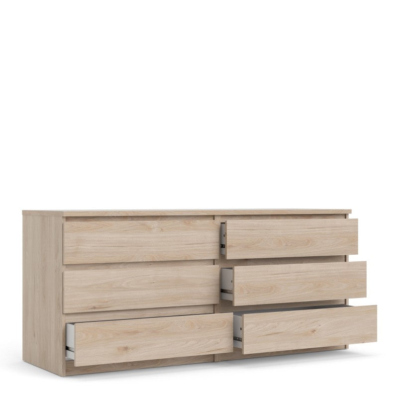 Naia Wide Chest of 6 Drawers (3+3) in Jackson Hickory