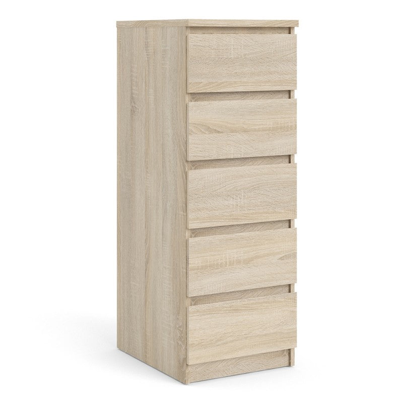 Naia Narrow Chest of 5 Drawers in Oak structure