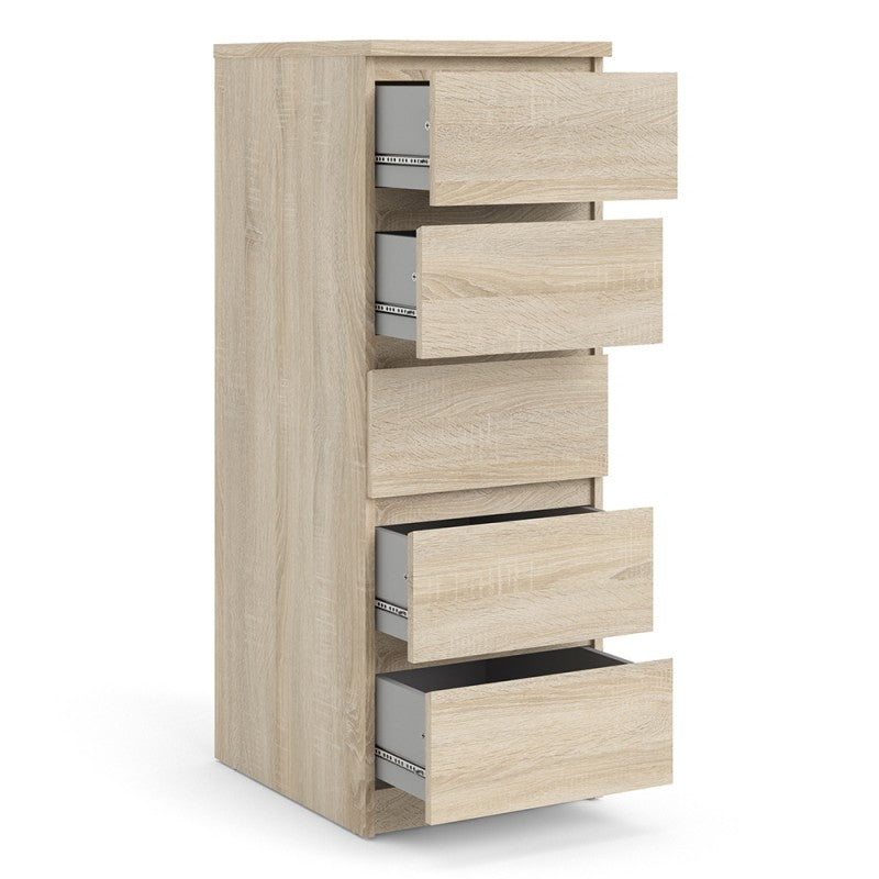 Naia Narrow Chest of 5 Drawers in Oak structure