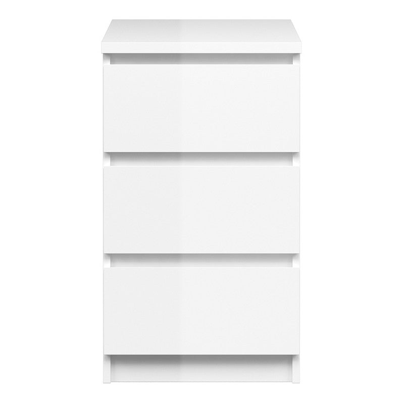 Naia Bedside - 3 Drawers in White High Gloss