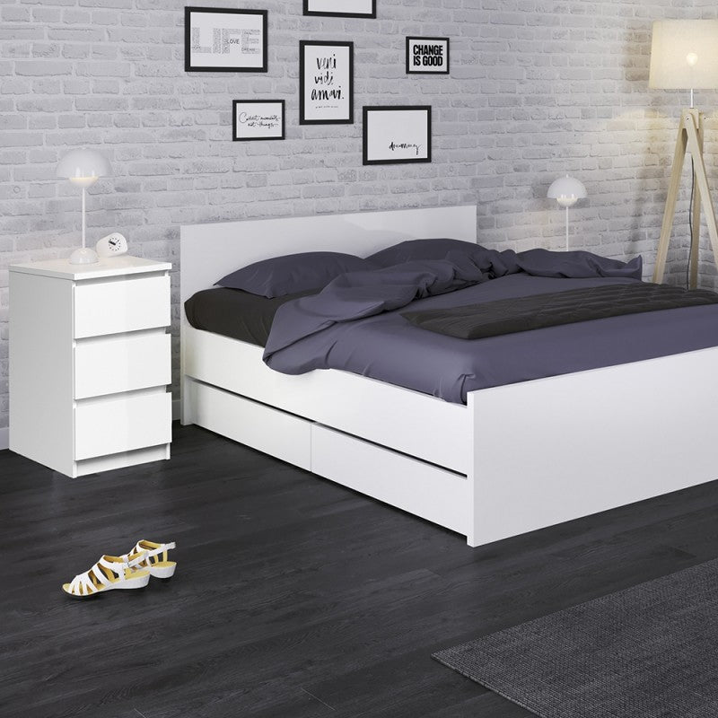 Naia Bedside - 3 Drawers in White High Gloss