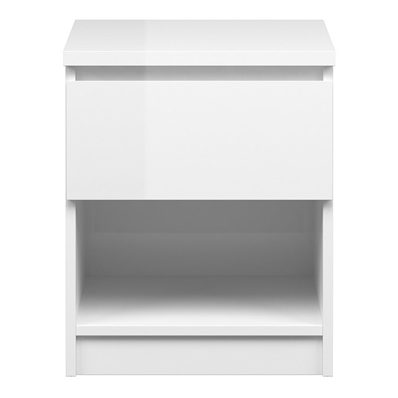 Naia Bedside - 1 Drawer 1 Shelf in White High Gloss