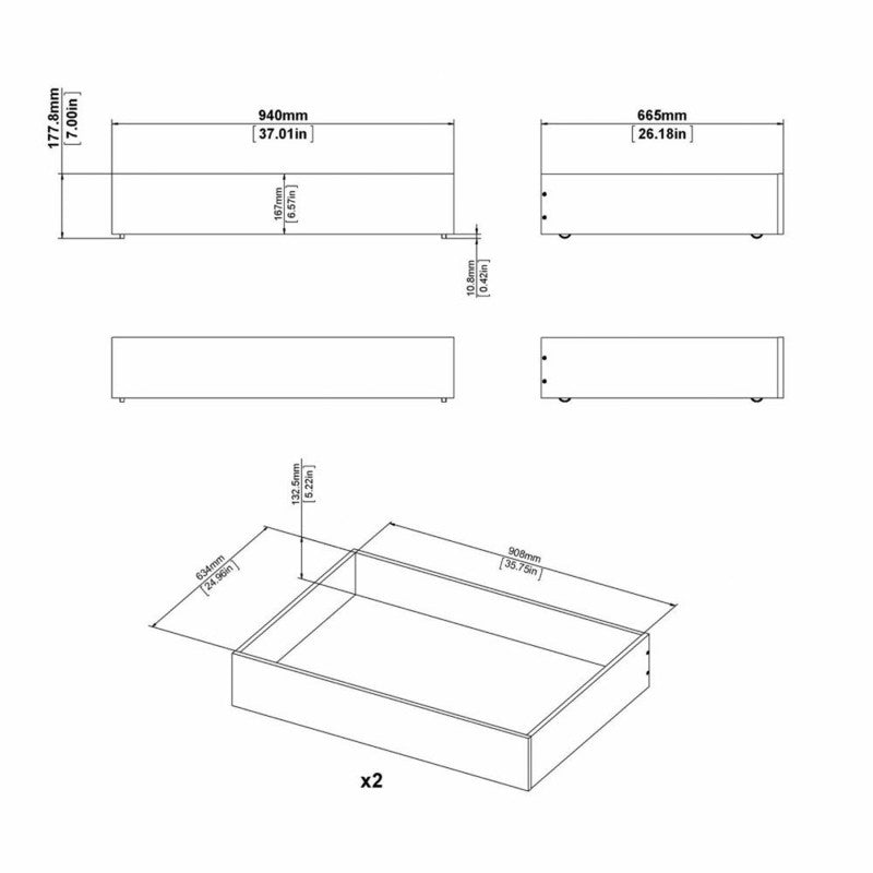 Naia Under Bed drawers 2 pcs. Jackson Hickory