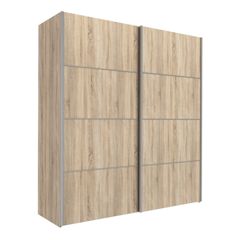 Verona Sliding Wardrobe 180cm in Oak with Oak Doors and 2 Shelves