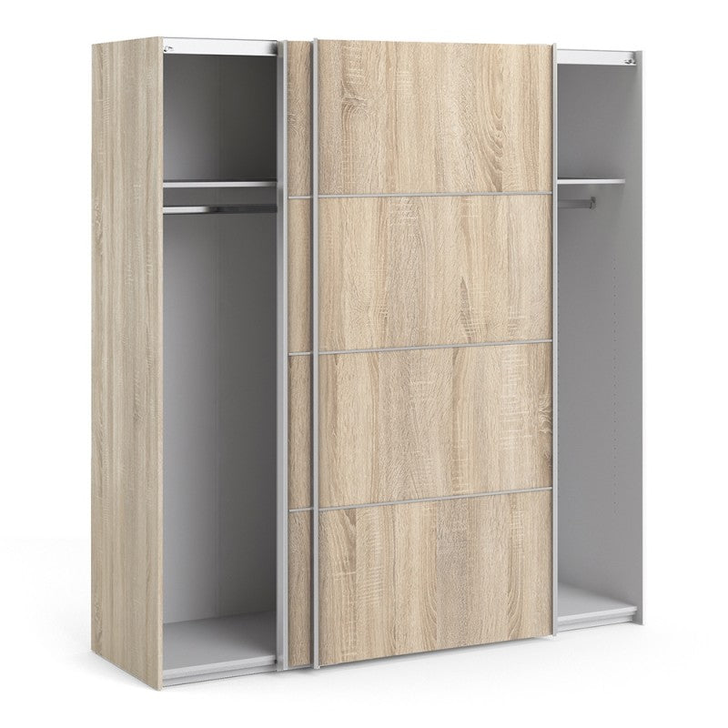 Verona Sliding Wardrobe 180cm in Oak with Oak Doors and 2 Shelves