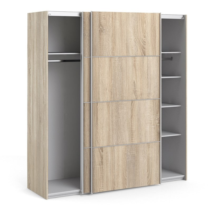 Verona Sliding Wardrobe 180cm in Oak with Oak Doors and 5 Shelves