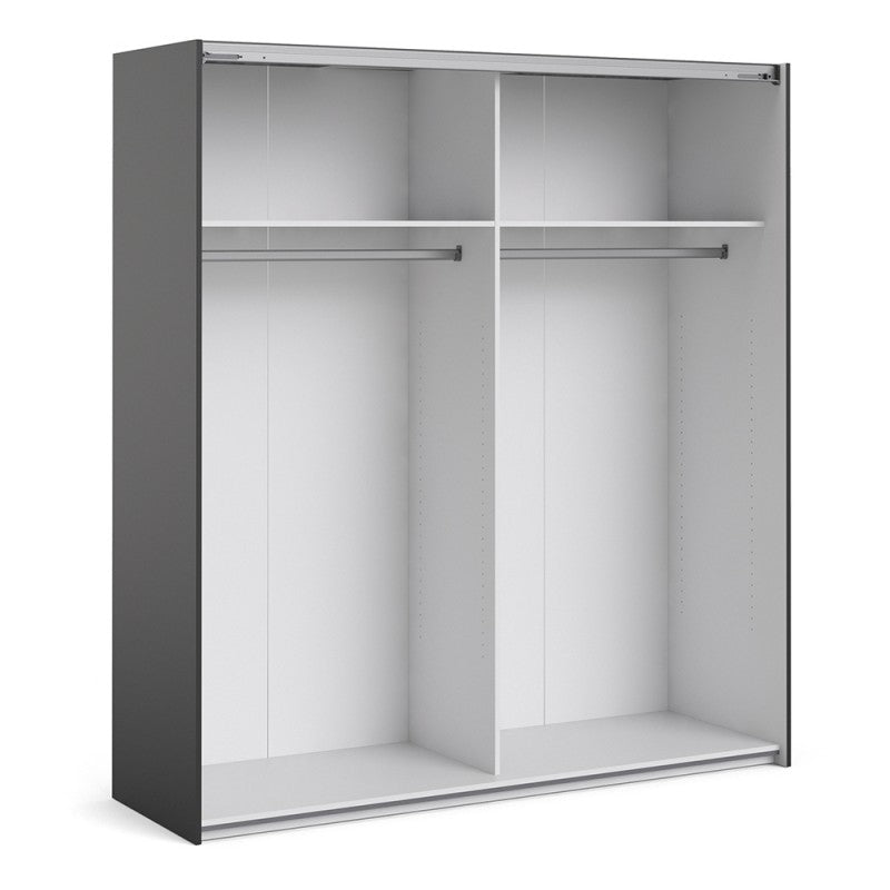 Verona Sliding Wardrobe 180cm in Black with Black Doors with 2 Shelves