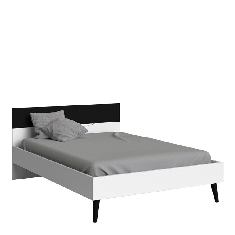 Oslo Bed 140 x 200 White Black Mat