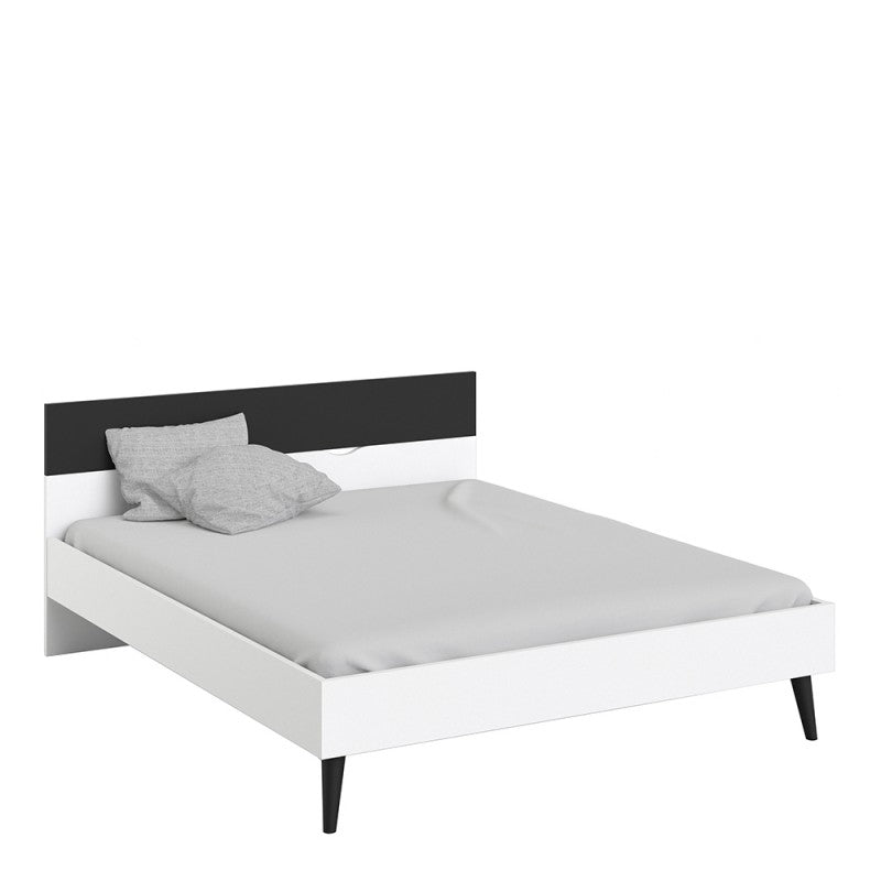 Oslo Bed 160 x 200 White Black Mat