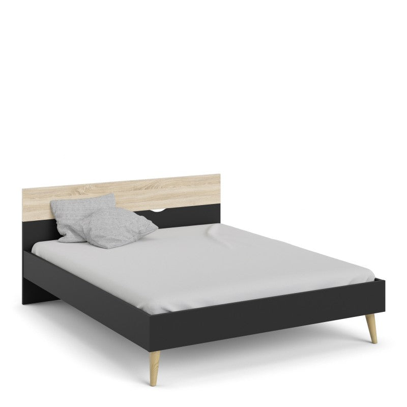 Oslo Bed 160 x 200 Black and Oak