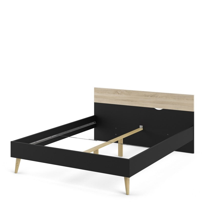 Oslo Bed 160 x 200 Black and Oak