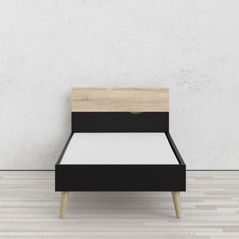 Oslo Bed 90 x 200 Black and Oak