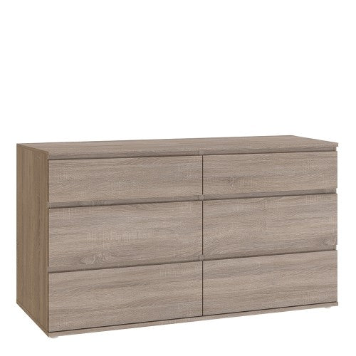 Nova Wide Chest of 6 Drawers (3+3) in Truffle