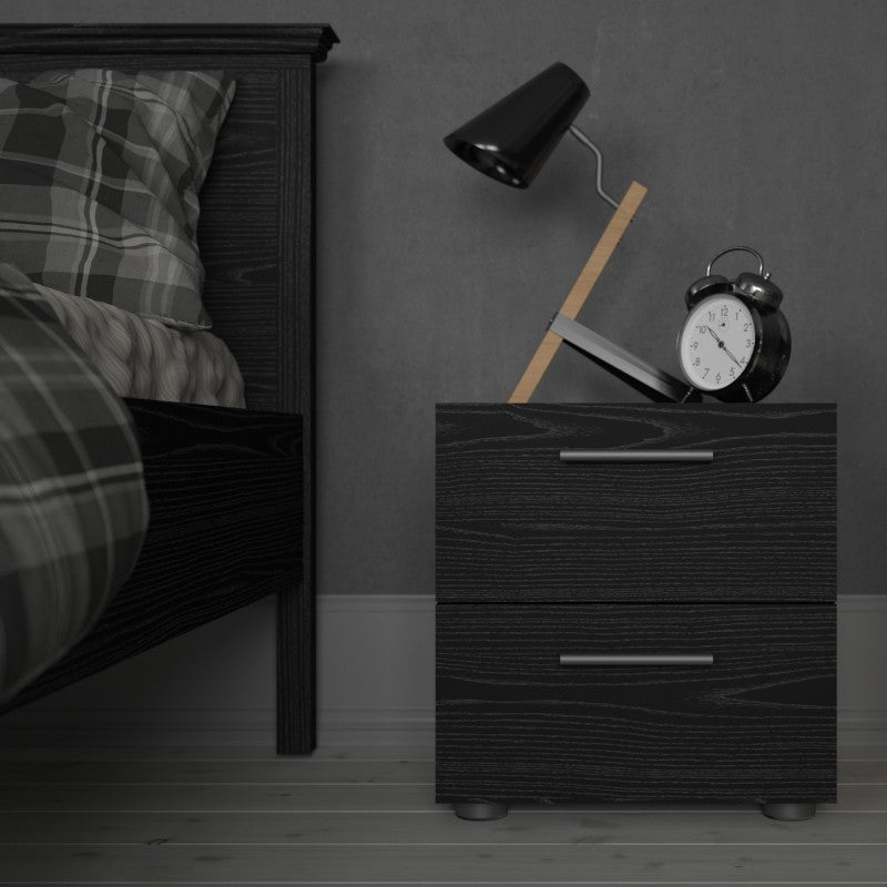 Pepe Bedside 2 Drawers in Black woodgrain