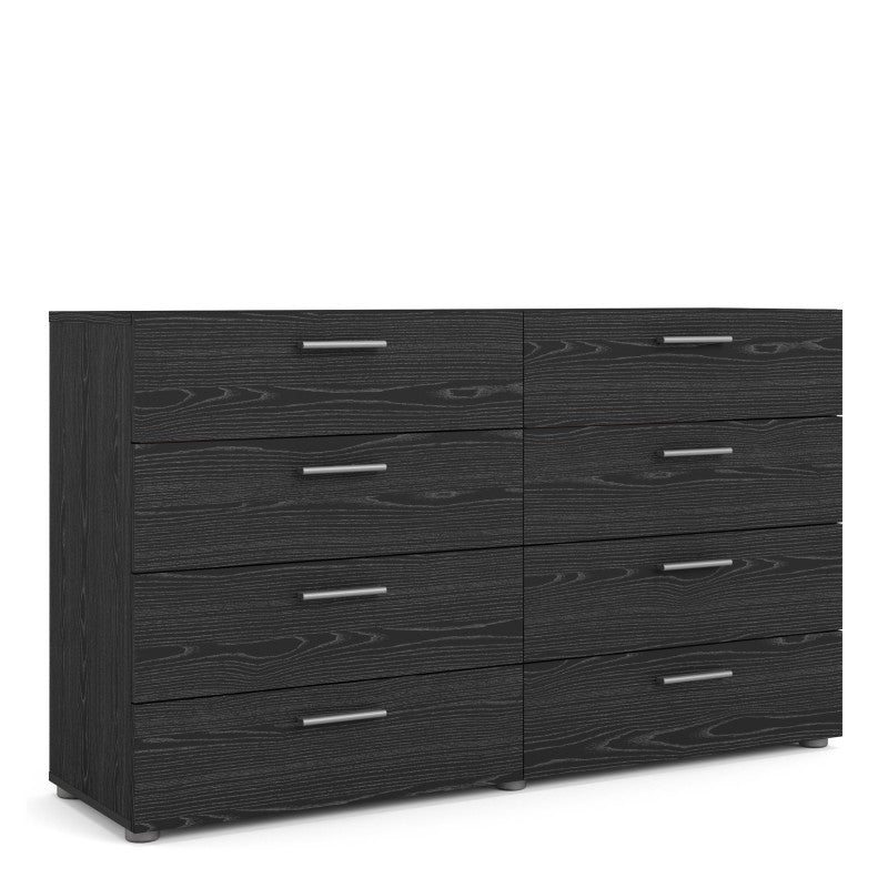 Pepe Wide Chest of 8 Drawers (4+4) in Black woodgrain