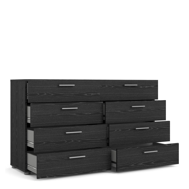 Pepe Wide Chest of 8 Drawers (4+4) in Black woodgrain