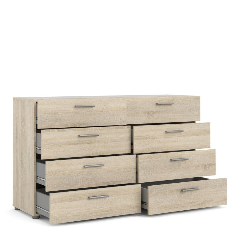 Pepe Wide Chest of 8 Drawers (4+4) in Oak