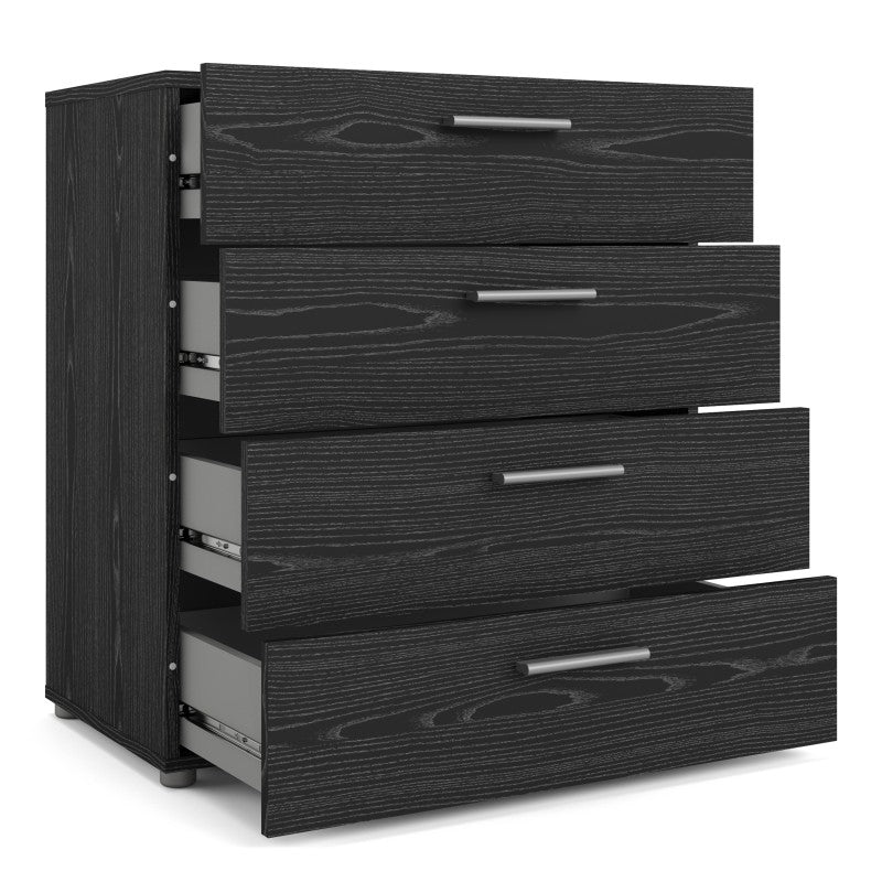 Pepe Chest of 4 Drawers in Black woodgrain