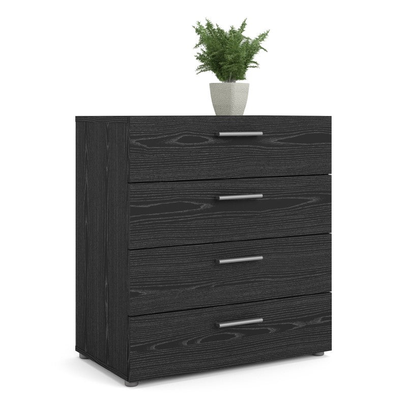 Pepe Chest of 4 Drawers in Black woodgrain