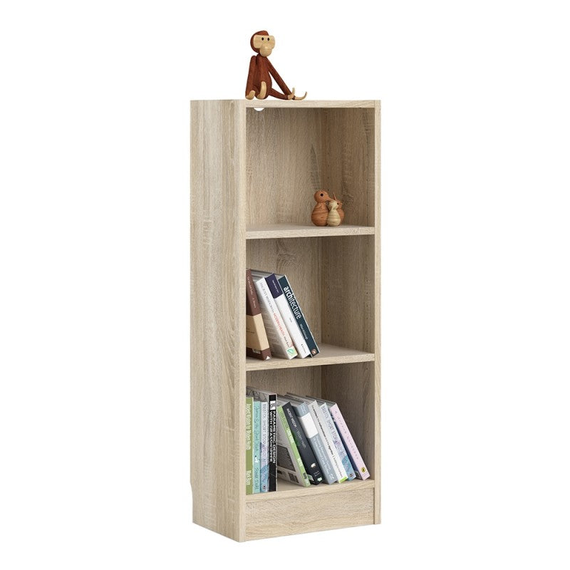 Basic Low Narrow Bookcase (2 Shelves) in Oak