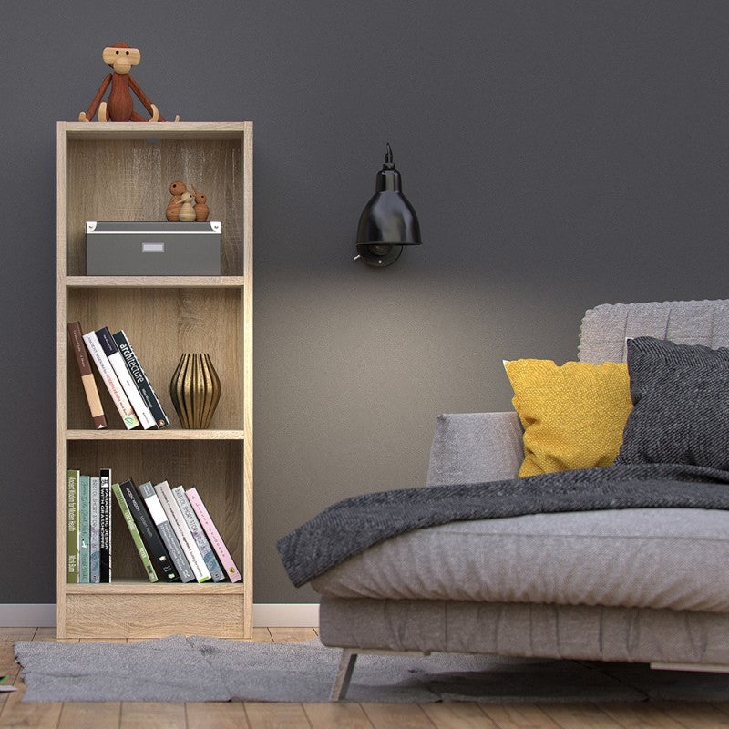 Basic Low Narrow Bookcase (2 Shelves) in Oak