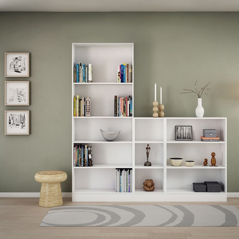 Basic Tall Wide Bookcase (4 Shelves) in White