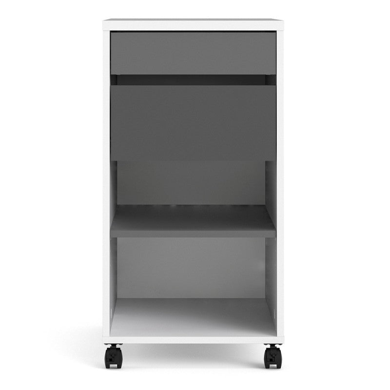 Function Plus Mobile file cabinet 2 drawers + 1 shelf White Grey