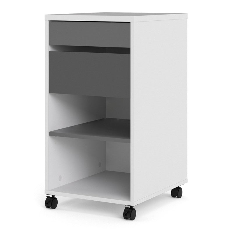 Function Plus Mobile file cabinet 2 drawers + 1 shelf White Grey