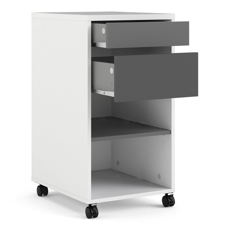 Function Plus Mobile file cabinet 2 drawers + 1 shelf White Grey