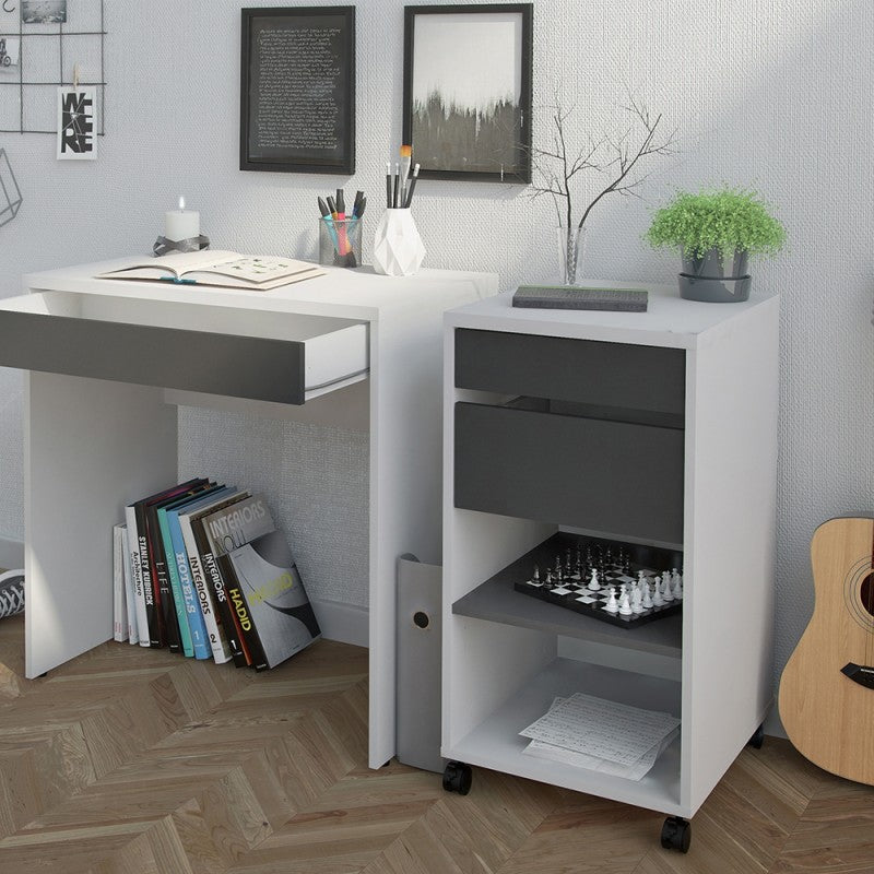 Function Plus Mobile file cabinet 2 drawers + 1 shelf White Grey