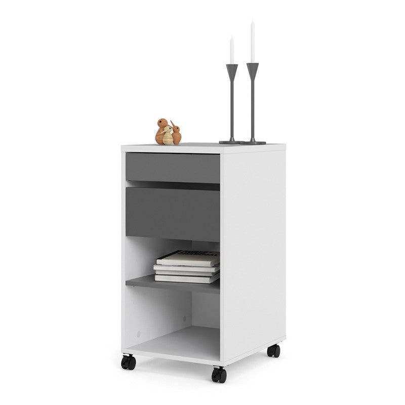 Function Plus Mobile file cabinet 2 drawers + 1 shelf White Grey