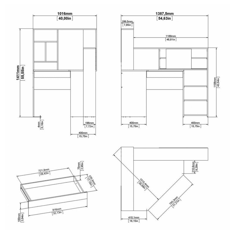 Function Plus Desk multi-functional unit 138x101xh141 cm