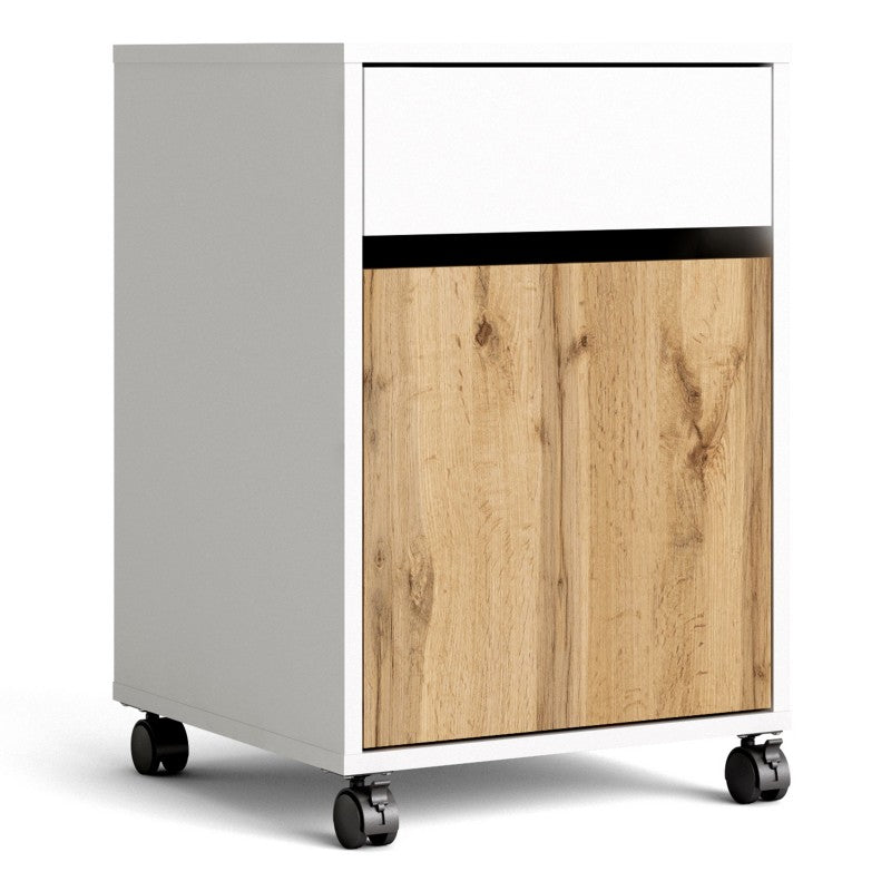 Function Plus Mobile cabinet in White and Wotan light oak