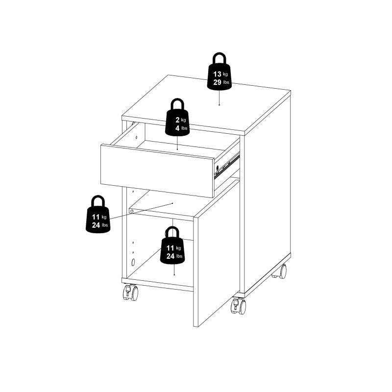 Function Plus Mobile cabinet in White and Wotan light oak