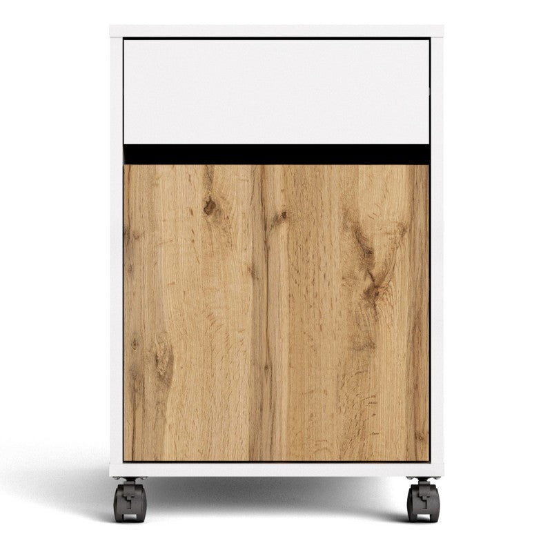 Function Plus Mobile cabinet in White and Wotan light oak