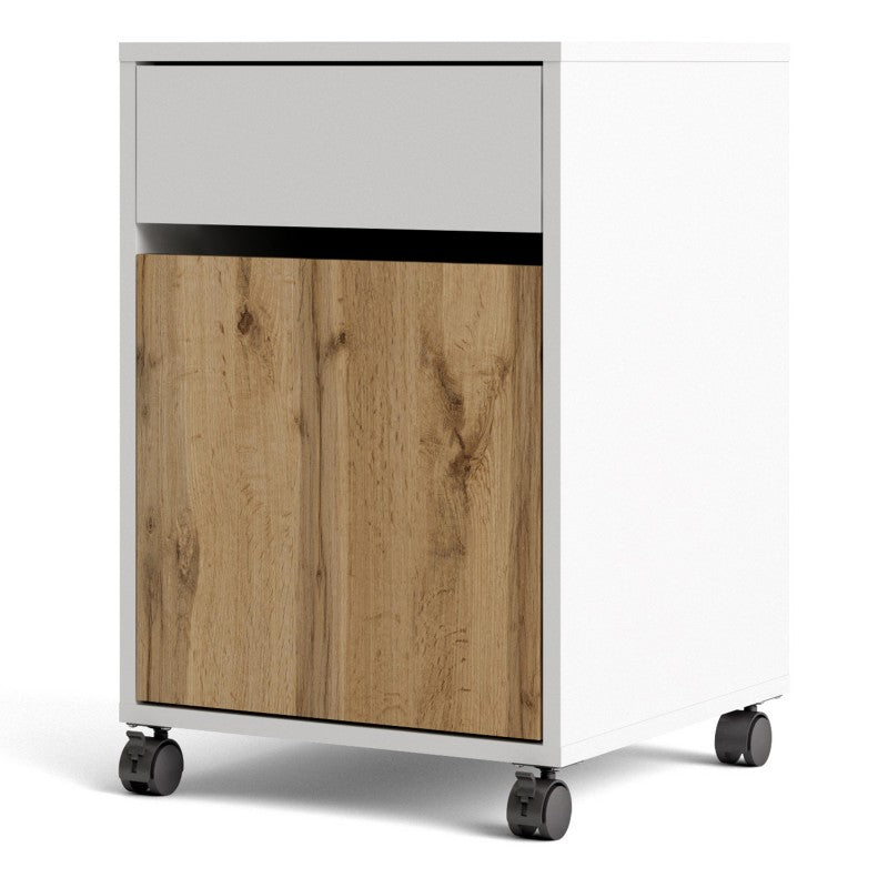 Function Plus Mobile cabinet in White and Wotan light oak