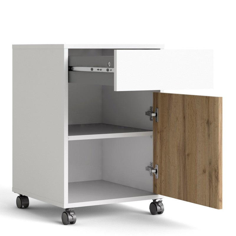 Function Plus Mobile cabinet in White and Wotan light oak