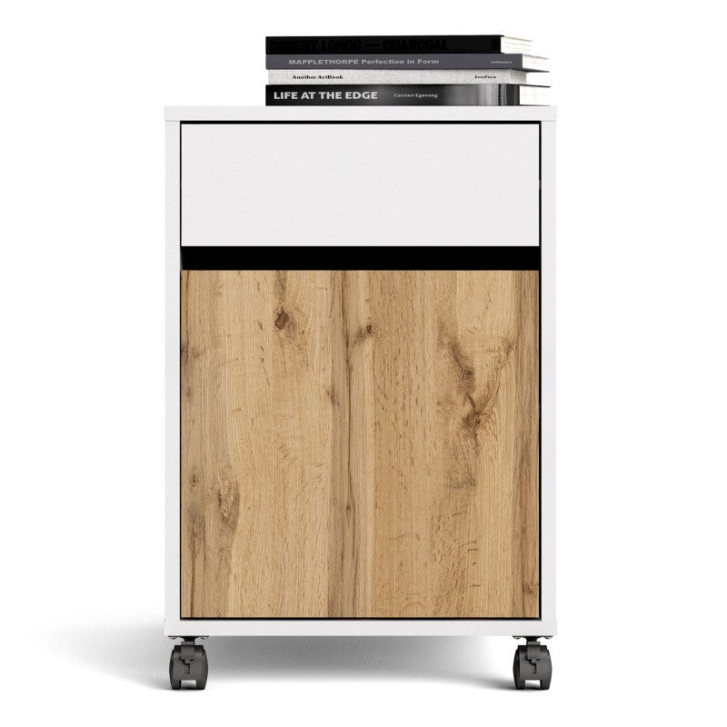 Function Plus Mobile cabinet in White and Wotan light oak