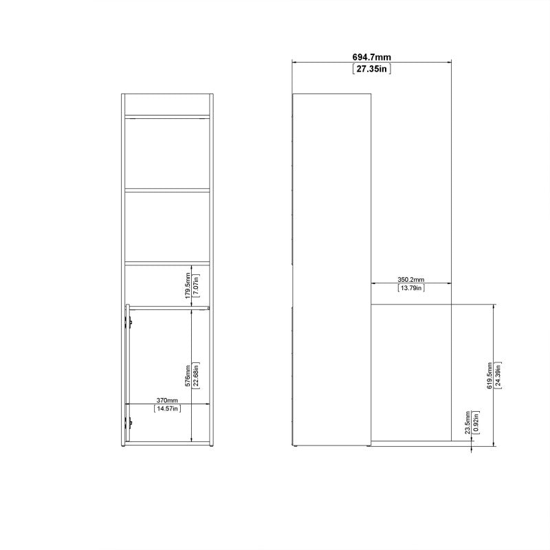 Function Plus Bookcase in White and Wotan light oak