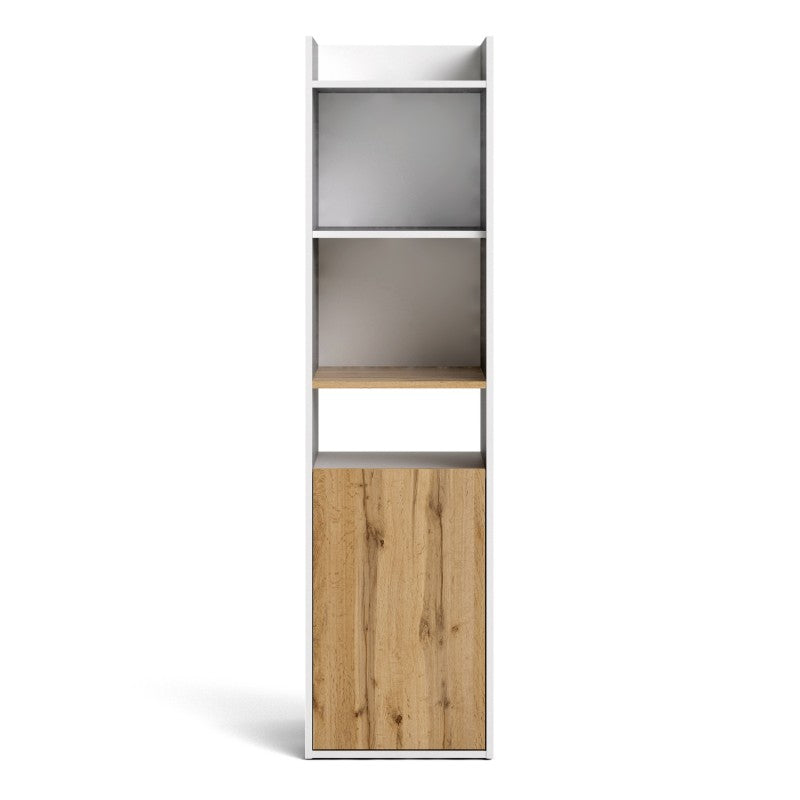 Function Plus Bookcase in White and Wotan light oak