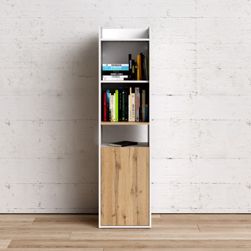 Function Plus Bookcase in White and Wotan light oak