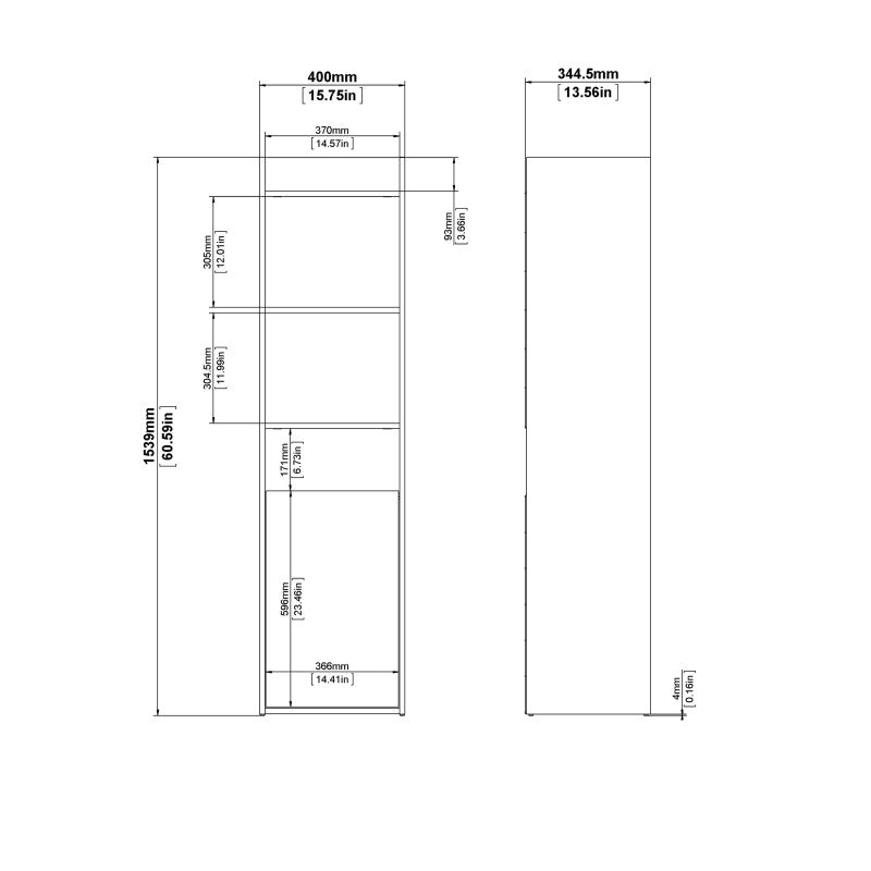 Function Plus Bookcase in White and Wotan light oak