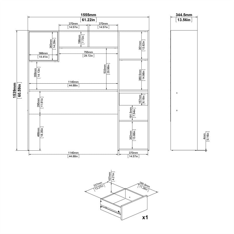 Function Plus Multi Desk in White and Wotan light oak