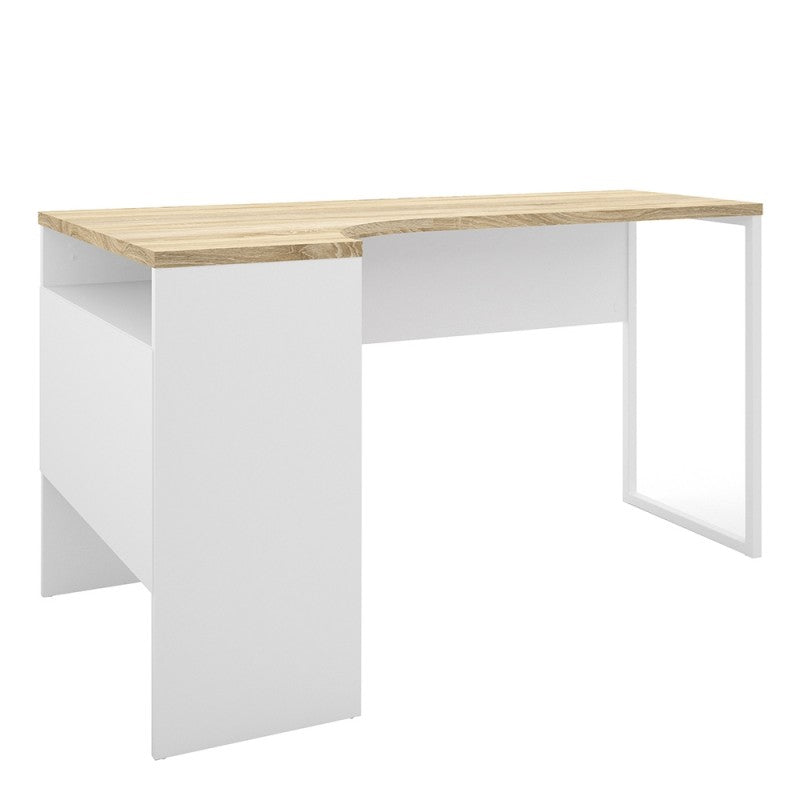 Function Plus Corner Desk 2 Drawers in White and Oak