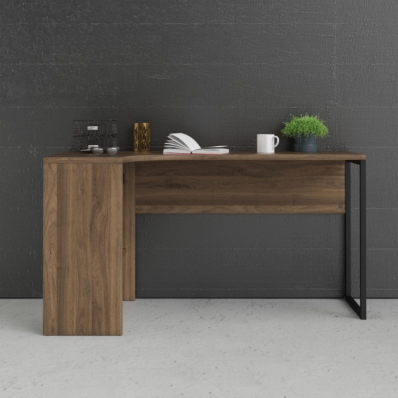 Function Plus Corner Desk 2 Drawers in Walnut