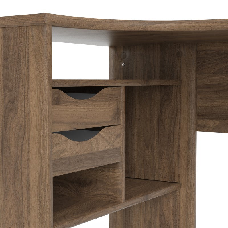 Function Plus Corner Desk 2 Drawers in Walnut