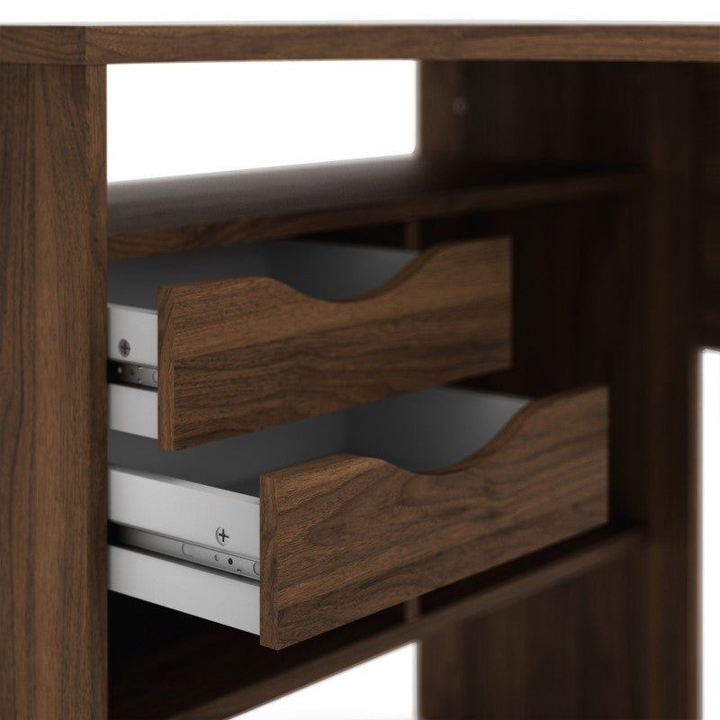 Function Plus Corner Desk 2 Drawers in Walnut